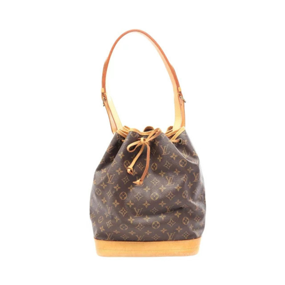 Louis Vuitton Noe Monogram Canvas Leather Shoulder Bag Brown